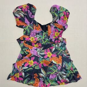 Crystal Doll Women’s Babydoll Mini Dress Bold Floral Pattern Size XXL